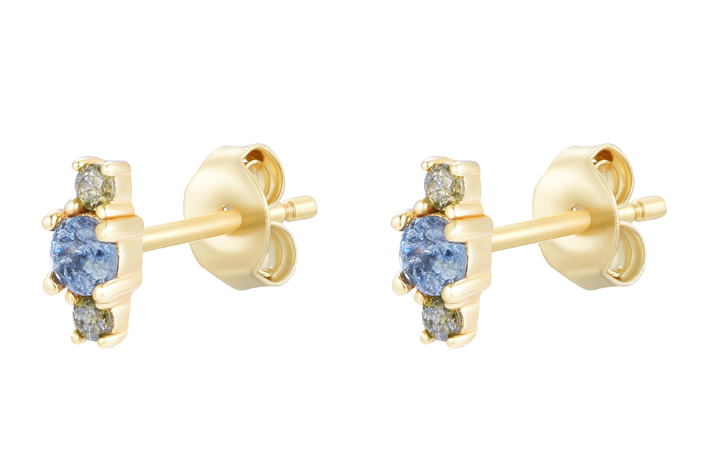 Sterling silver three mini zirconia earring