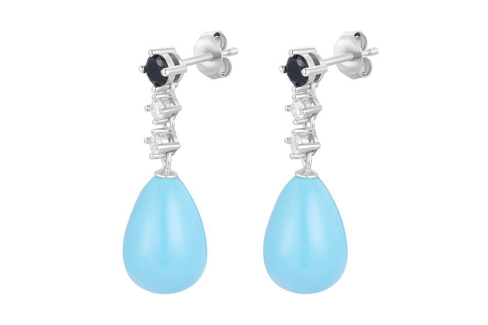 Sterling silver mix zirconia & stone earring
