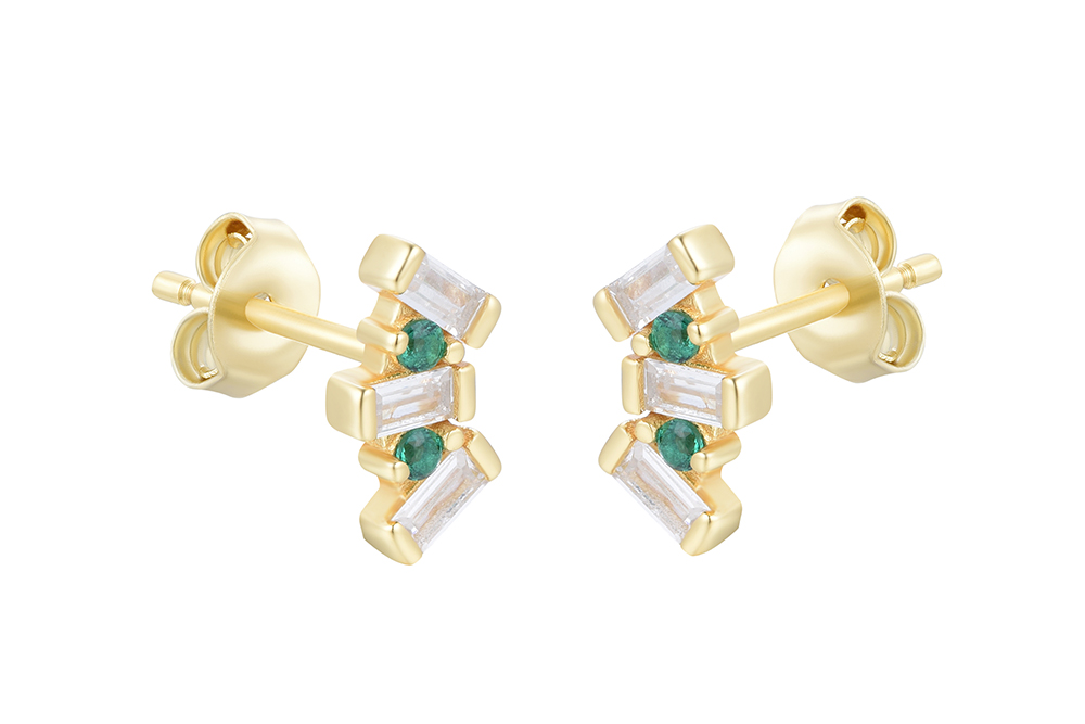 Pendiente plata 925 zirconita baguette