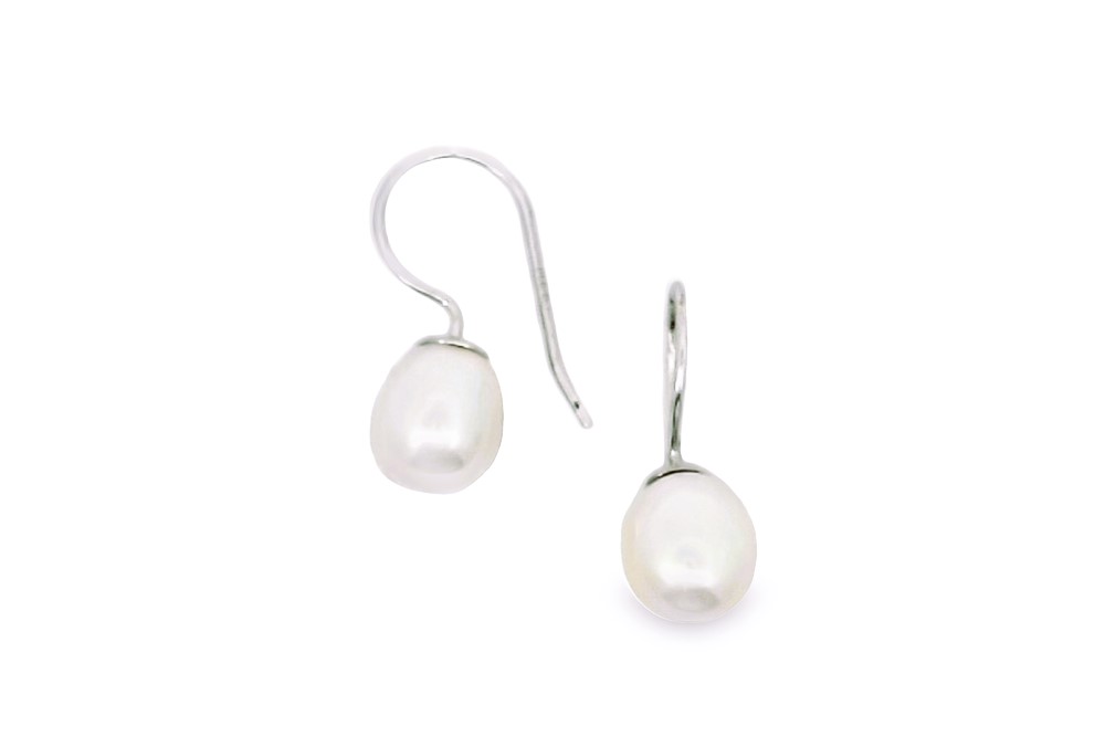 Pendiente plata 925 perla 10x8mm