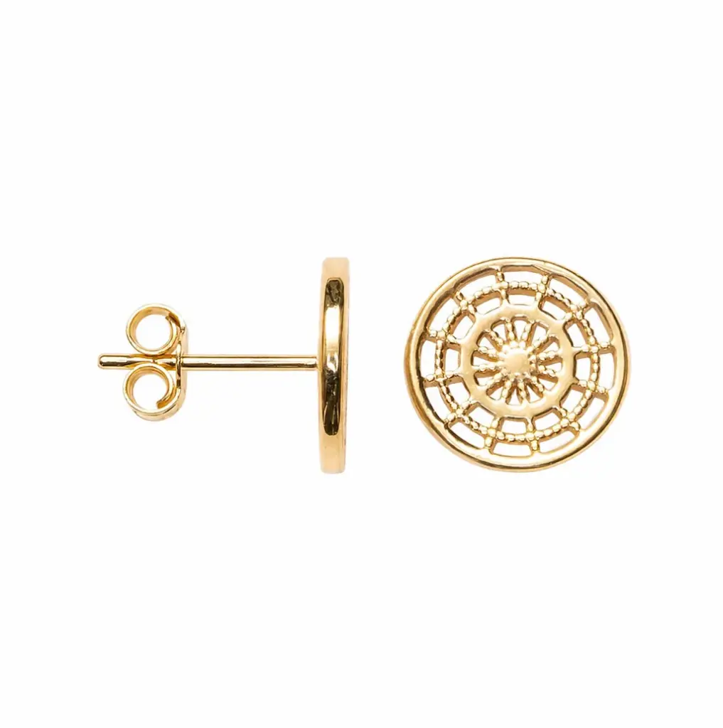 Sterling silver openwork disc earring
