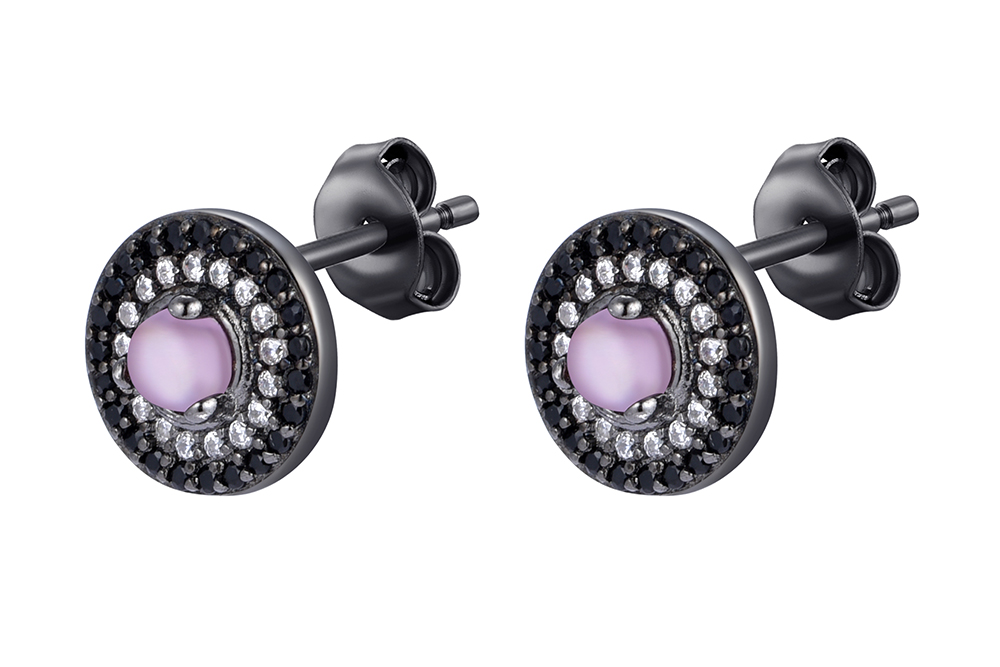 [16707EGAMRT] Sterling silver stones & zirconia earring