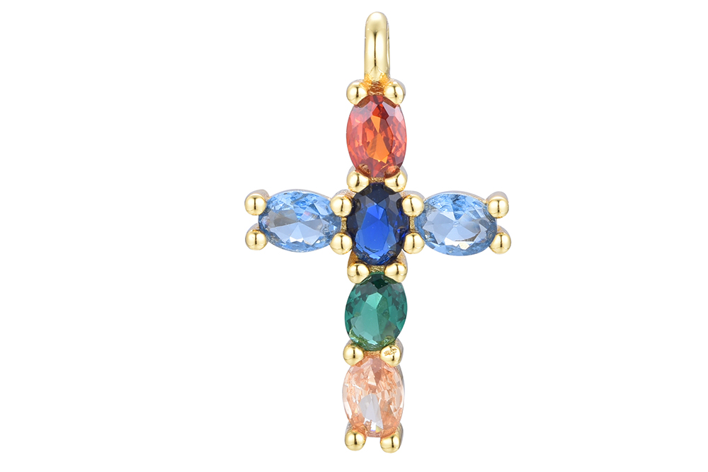 Sterling silver mix zirconia cross pendant