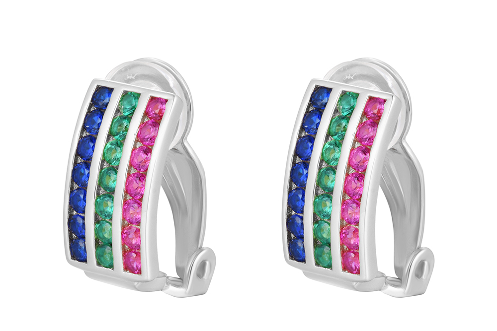 Pendiente plata 925 triple linea