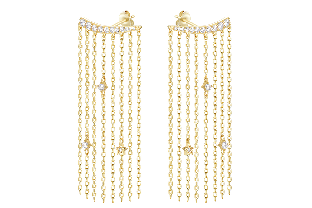 Sterling silver chains with zirconia earring