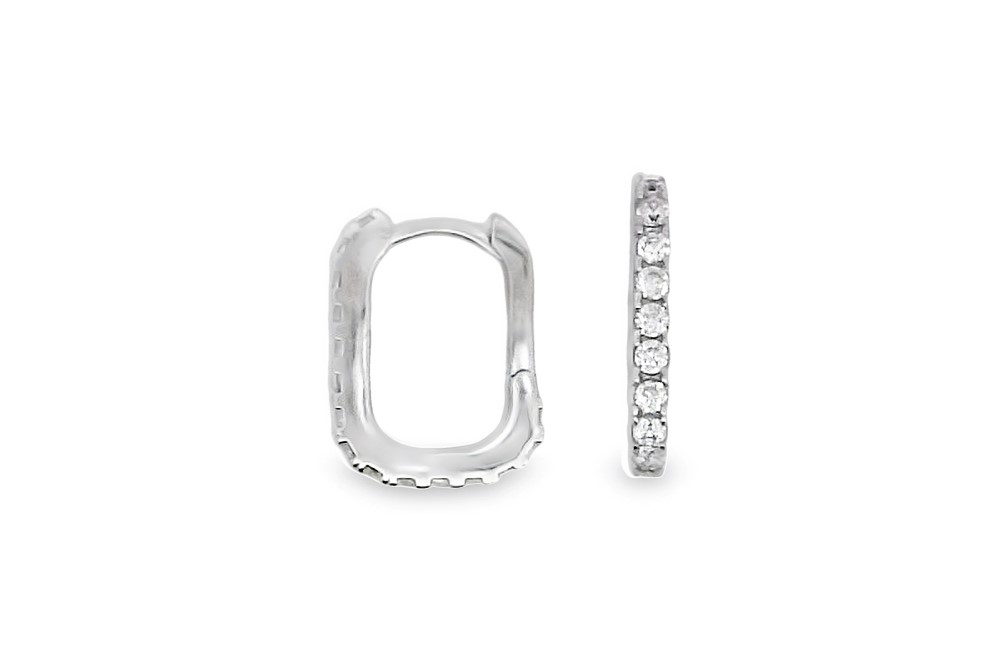 Pendiente plata 925 aro rectangular zirconitas 2mm