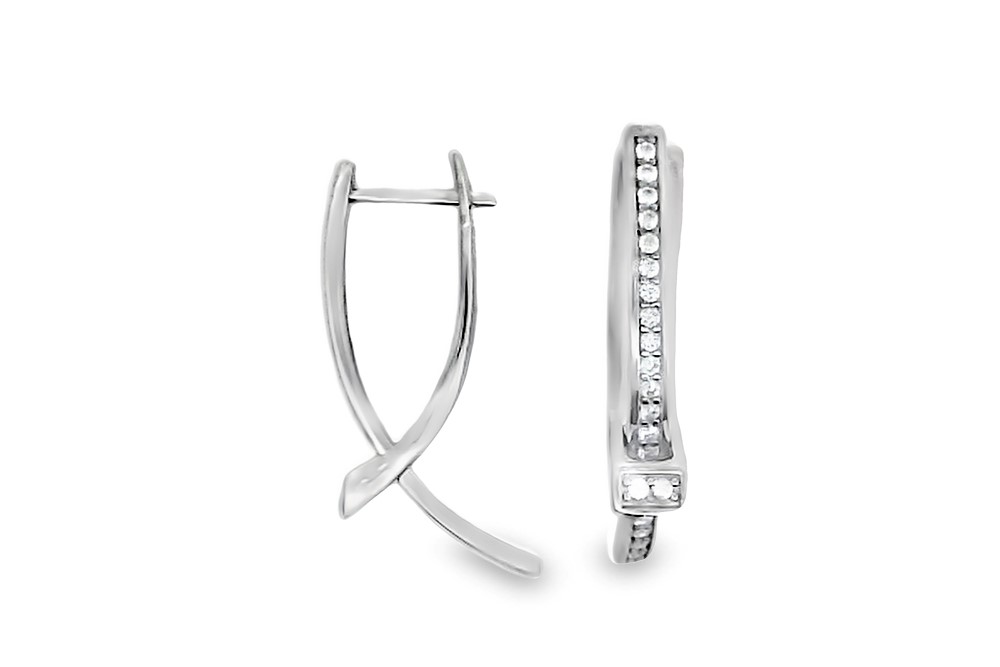 Pendiente plata 925 cruzado zirconitas 5mm