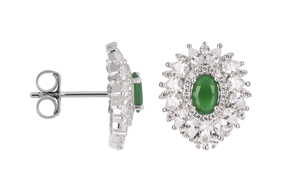 Sterling silver stone with white zirconia earring