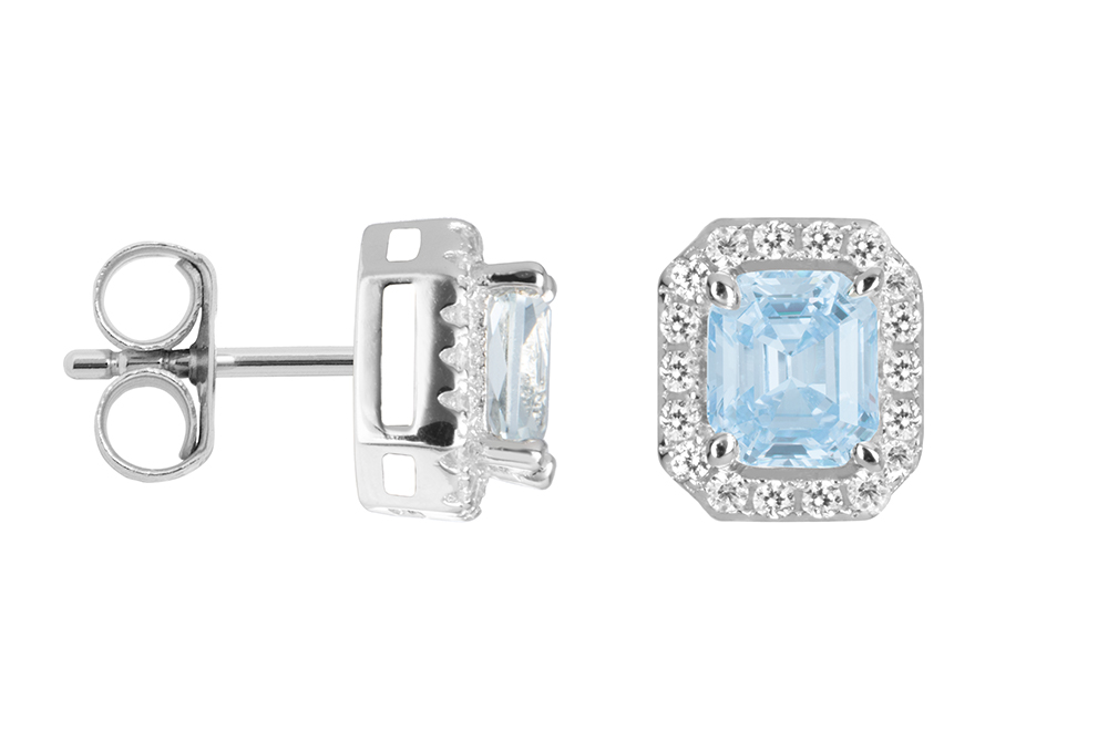 Pendiente plata 925 zirconita rectangular