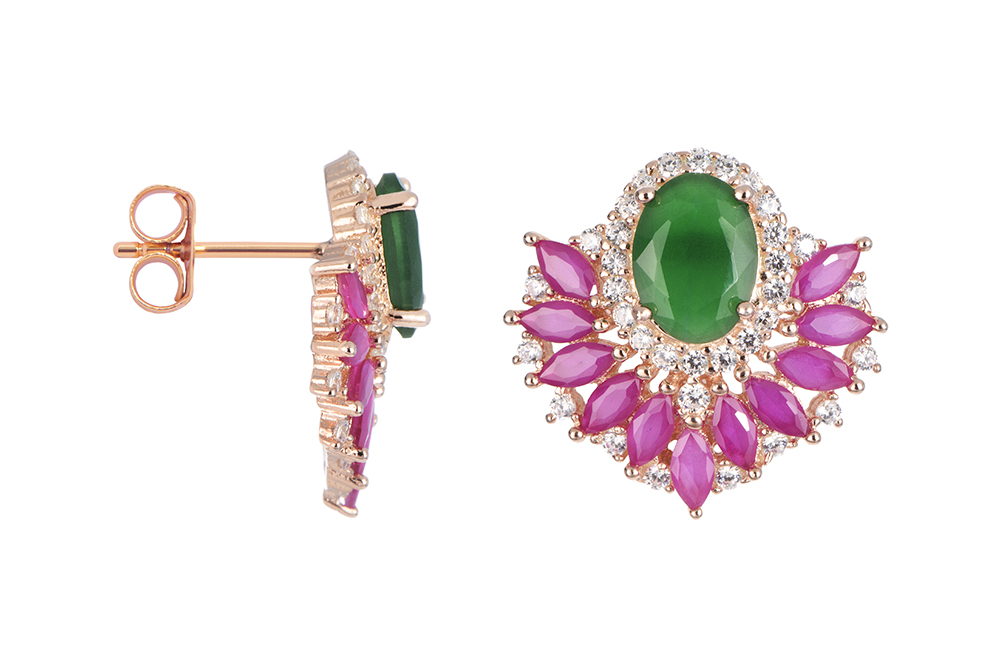 Sterling silver stone & white zirconia earring