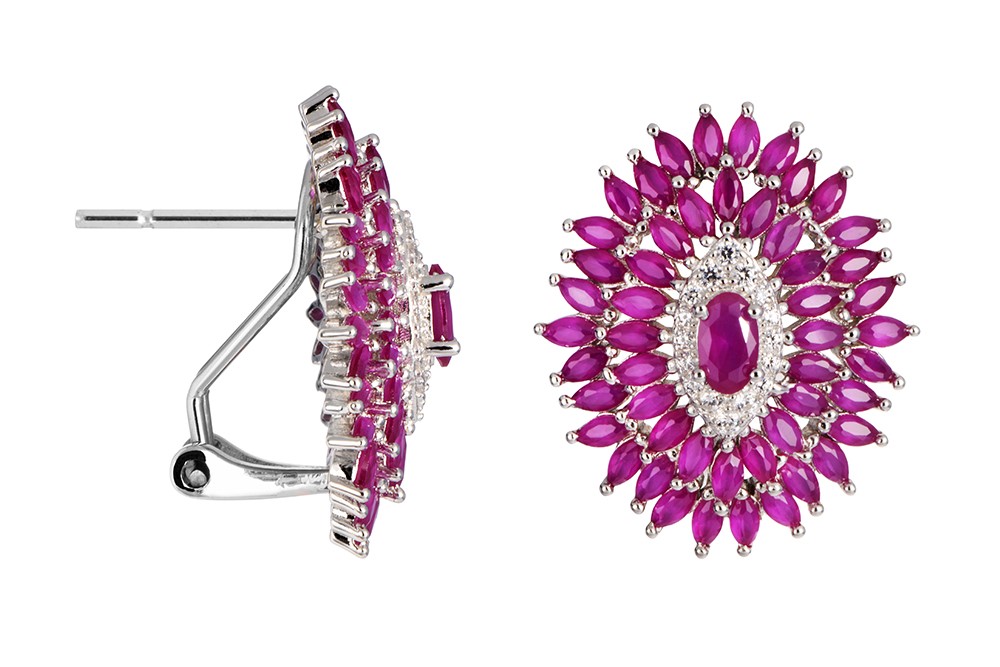 Sterling silver stone & white zirconia earring