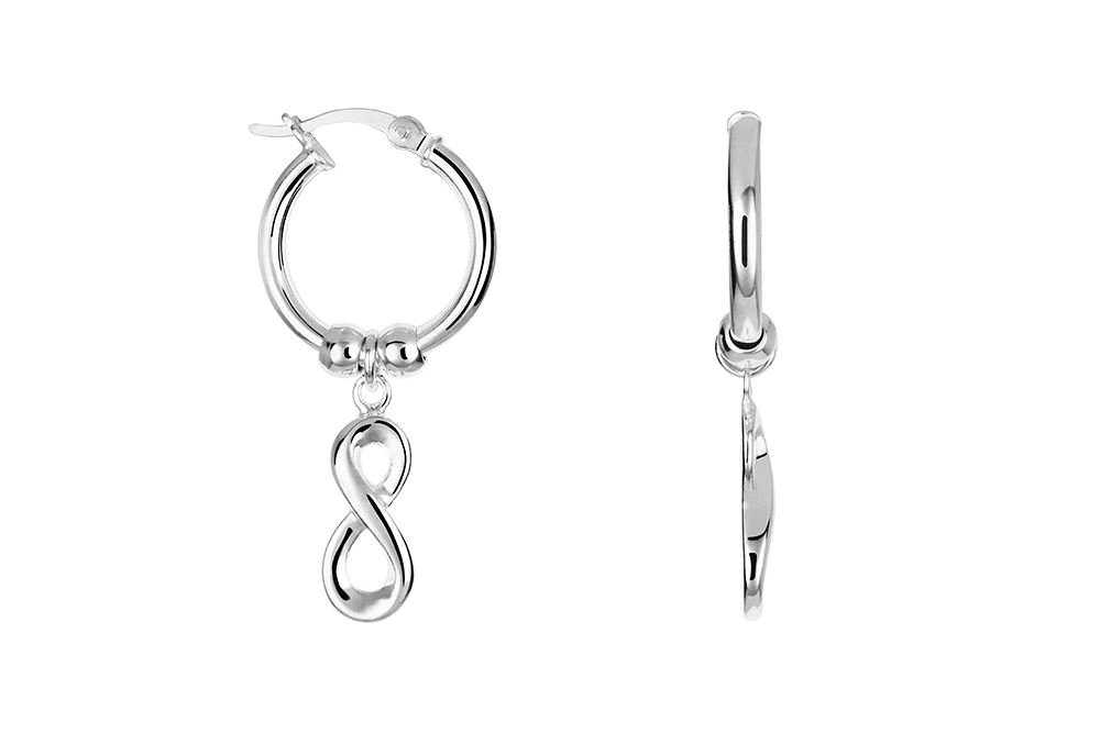 [16936EPL] Pendiente plata 925 aro simbolo infinito 14x6mm