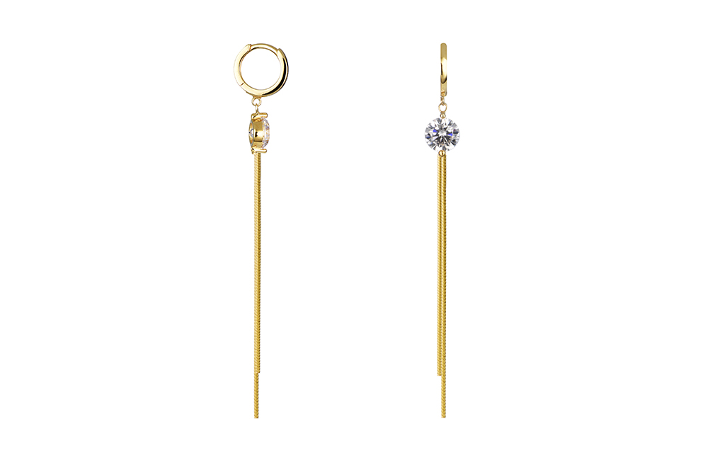 [17069EZBLDO] Sterling silver 6mm zirconia earring
