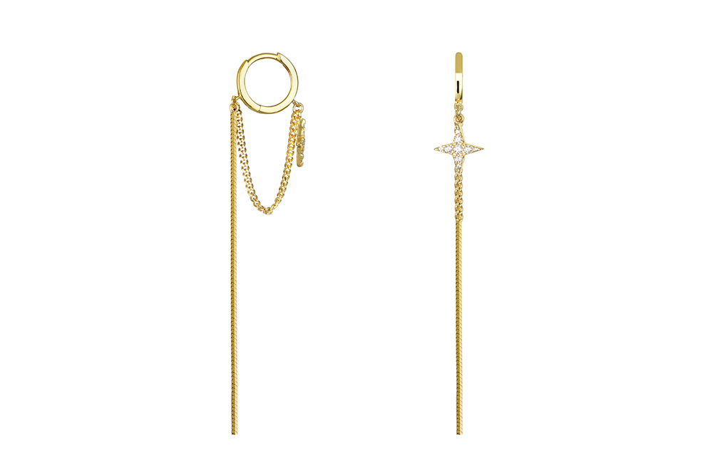 Sterling silver zirconia star hoop earring