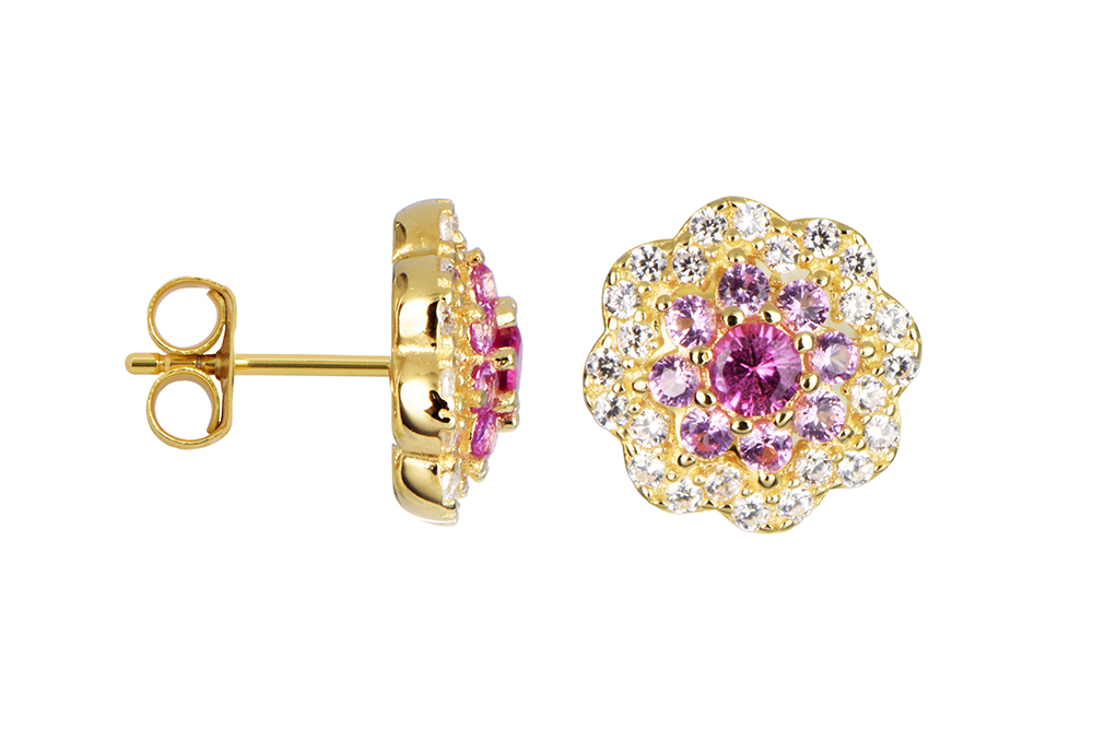 Sterling silver zirconia flower earring