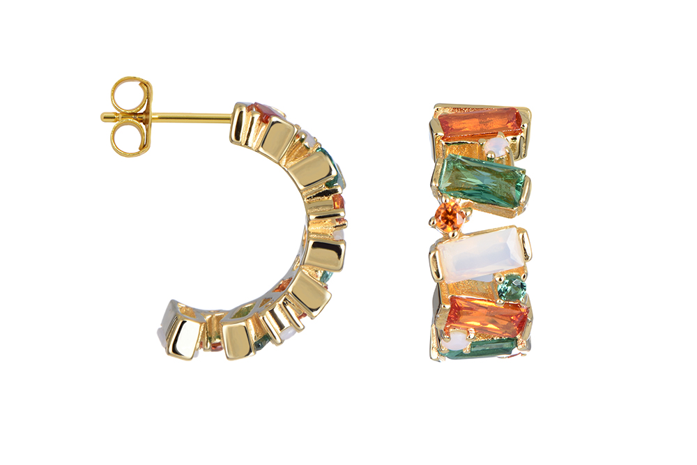 Pendiente plata 925 zirconitas baguette