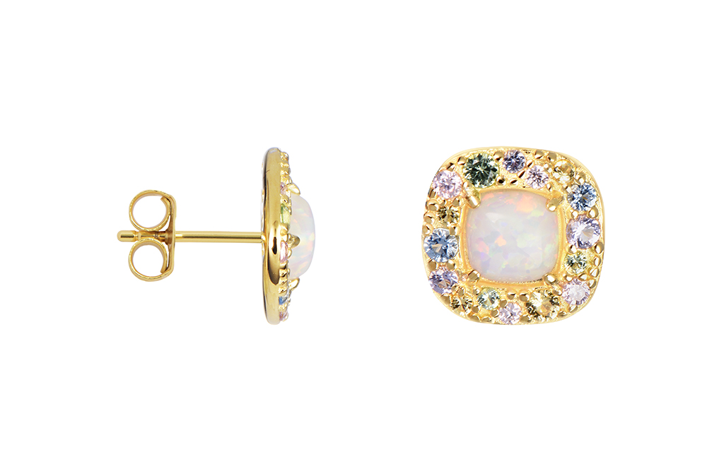 Sterling silver natural stone & zirconia earring