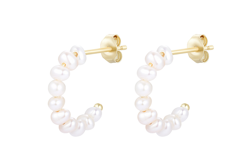 Sterling silver mini 4mm pearls hoop earring