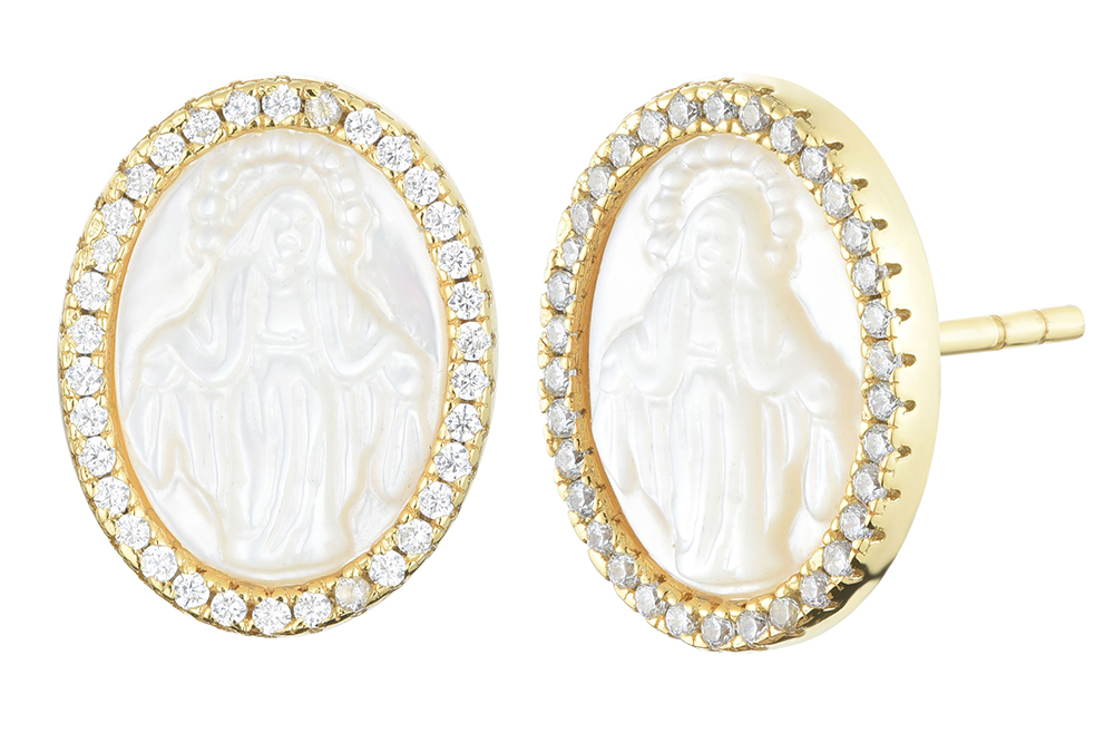 Sterling silver miraculous virgin mop earring