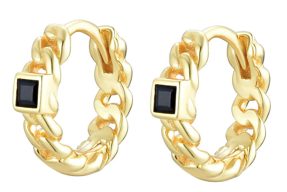 Sterling silver zirconia chain hoop earring