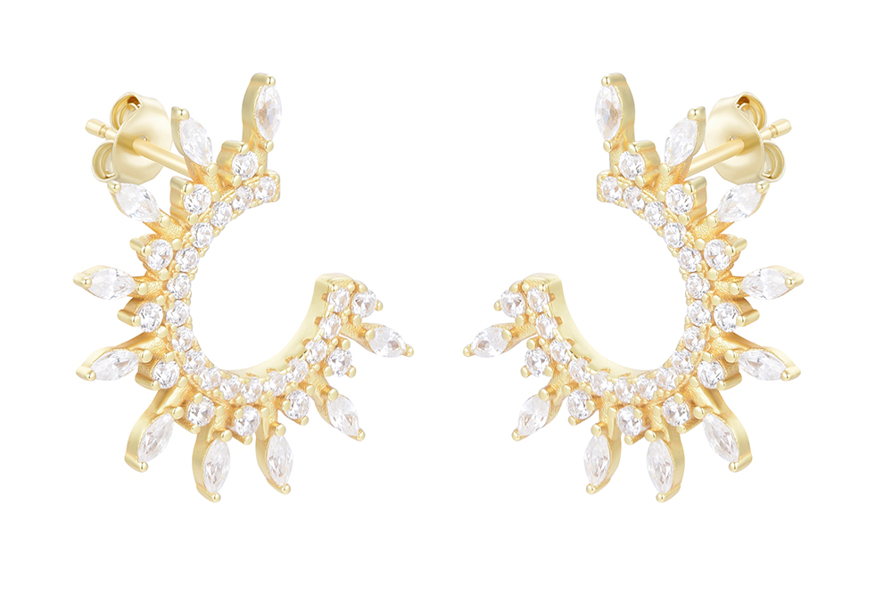 Sterling silver zirconia sun earring