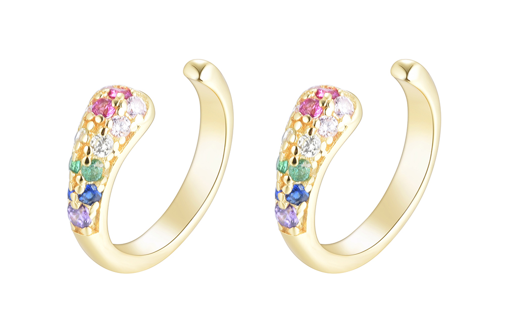 Sterling silver mix zirconia mini hoop earring