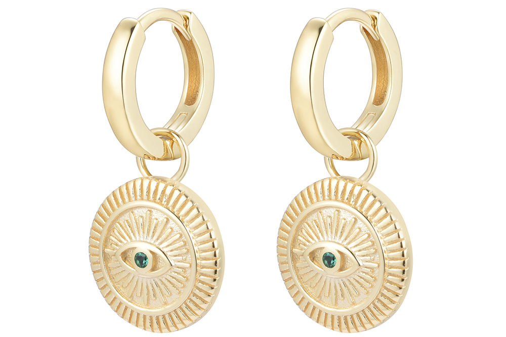 Sterling silver zirconia eye hoop earring