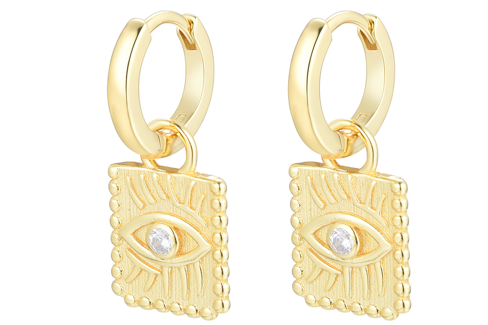 Sterling silver turkish eye hoop earring 10mm