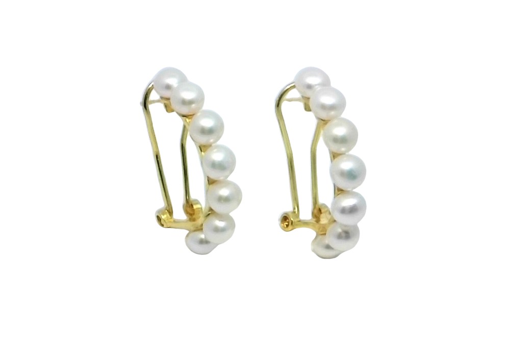 [17197EPBLDO] Sterling silver 4.5-5mm freshwater cultured pearl hoop earrings