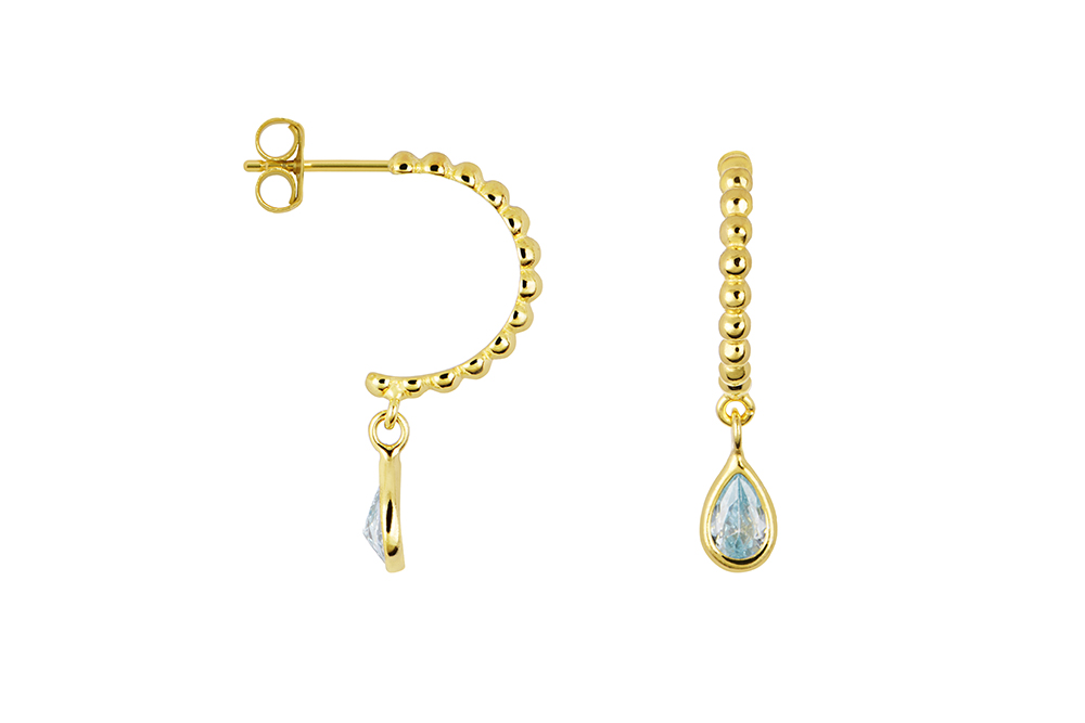 [17213EZAQDO] Sterling silver zirconia hoop earring