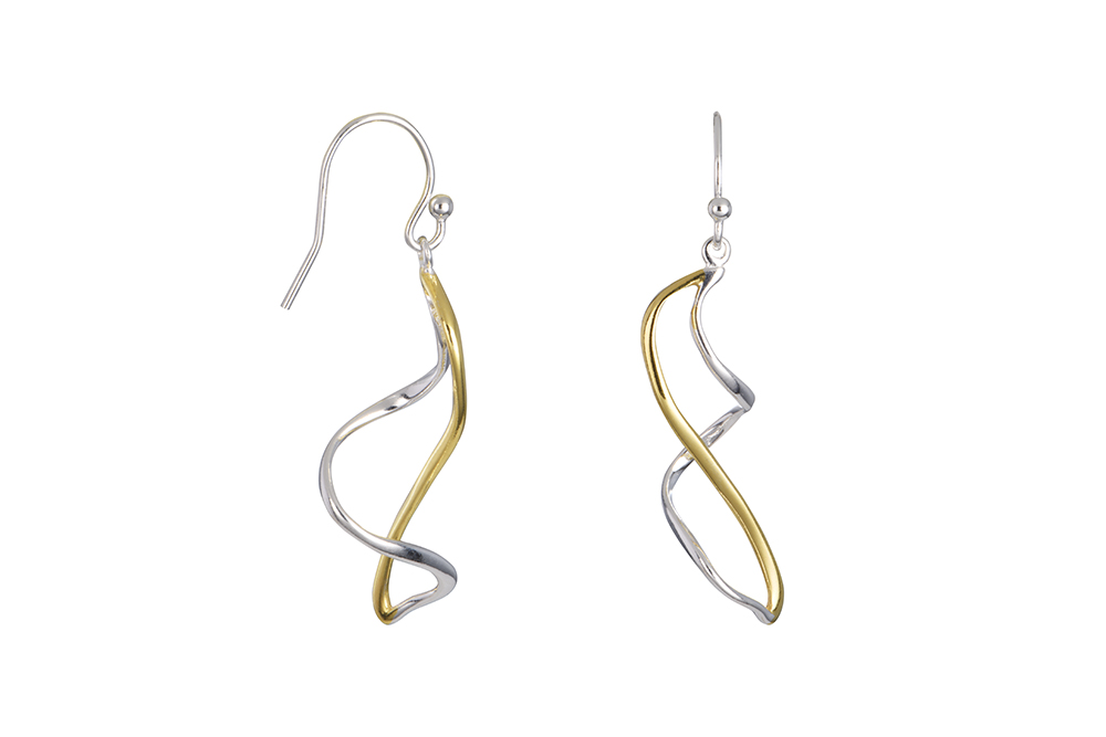 Sterling silver bicolour earring