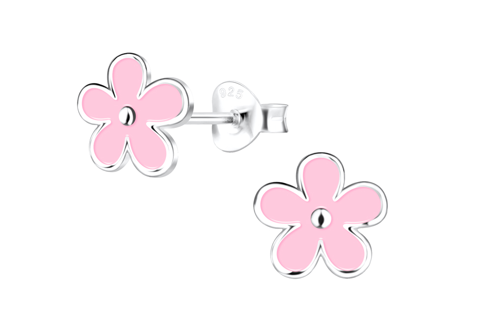 Pendiente plata 925 infantil flor 8x8mm de esmalte