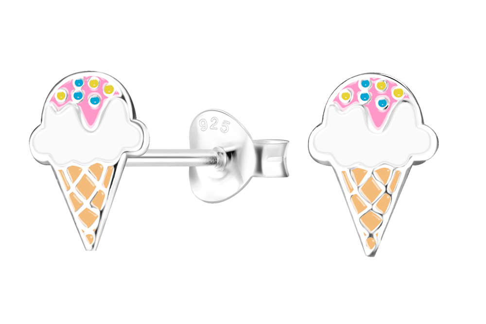 [17464EEMXPL] Pendiente plata 925 infantil helado cucurucho 9x6mm de esmalte