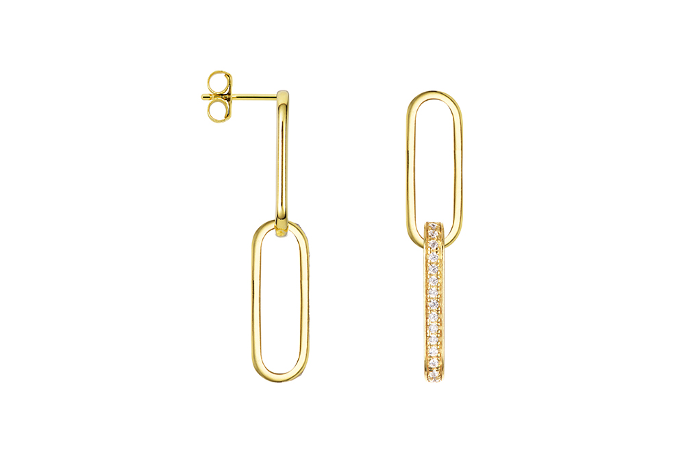 [17553EZBLDO] Sterling silver two links earring