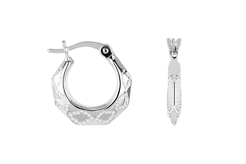 Sterling silver stamping hoop earring