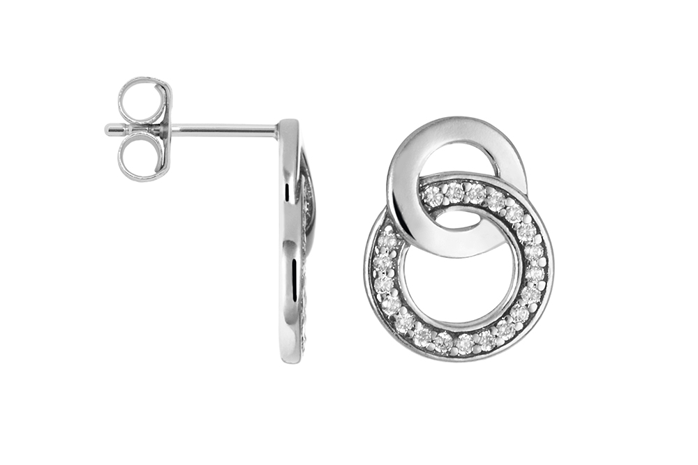 Pendiente plata 925 dos circulos enlazados