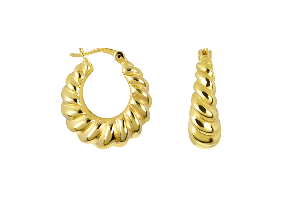 Sterling silver galloned stamping hoop earring