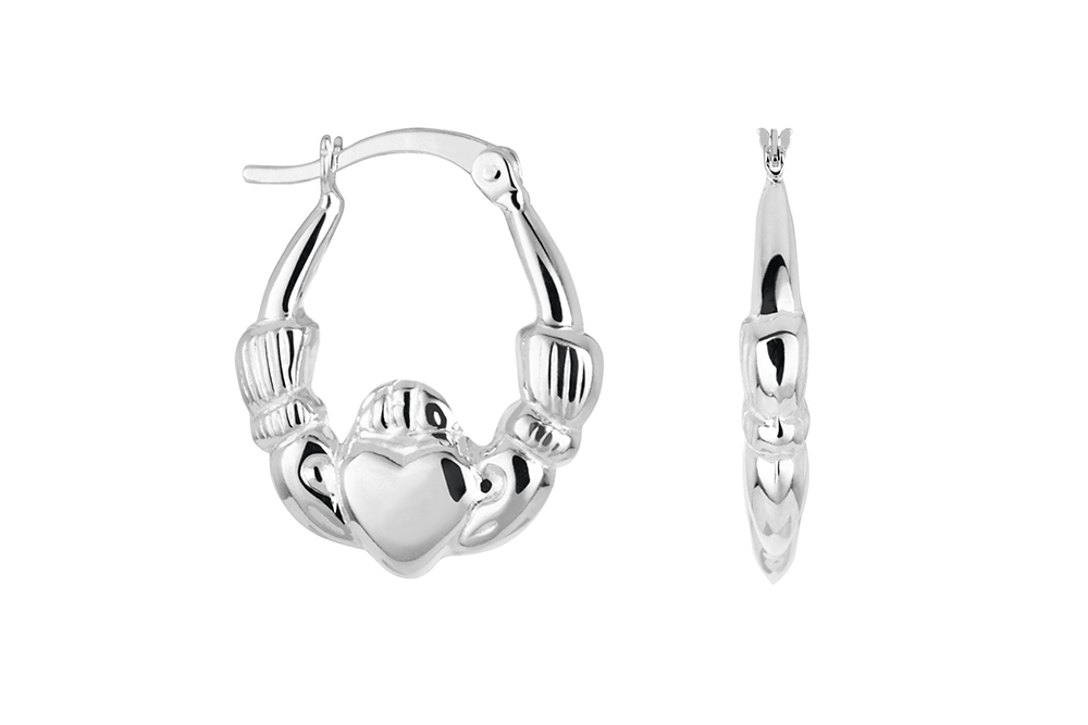 Pendiente plata 925 aro cangrejo corazón