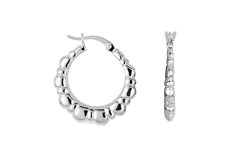 Sterling silver stamping hoop earring