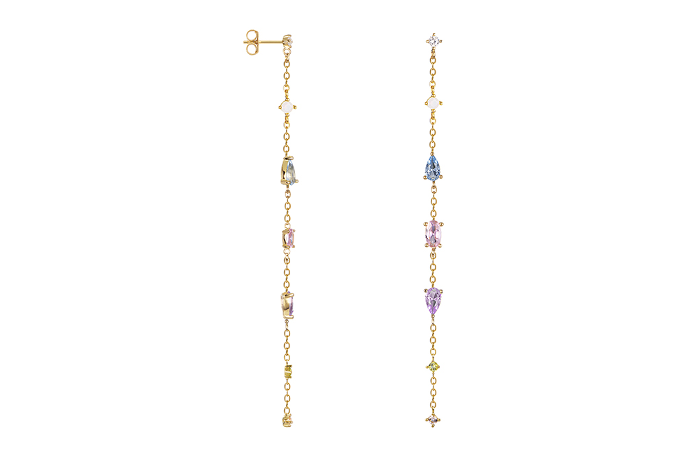 Sterling silver mix colours zirconia long earring
