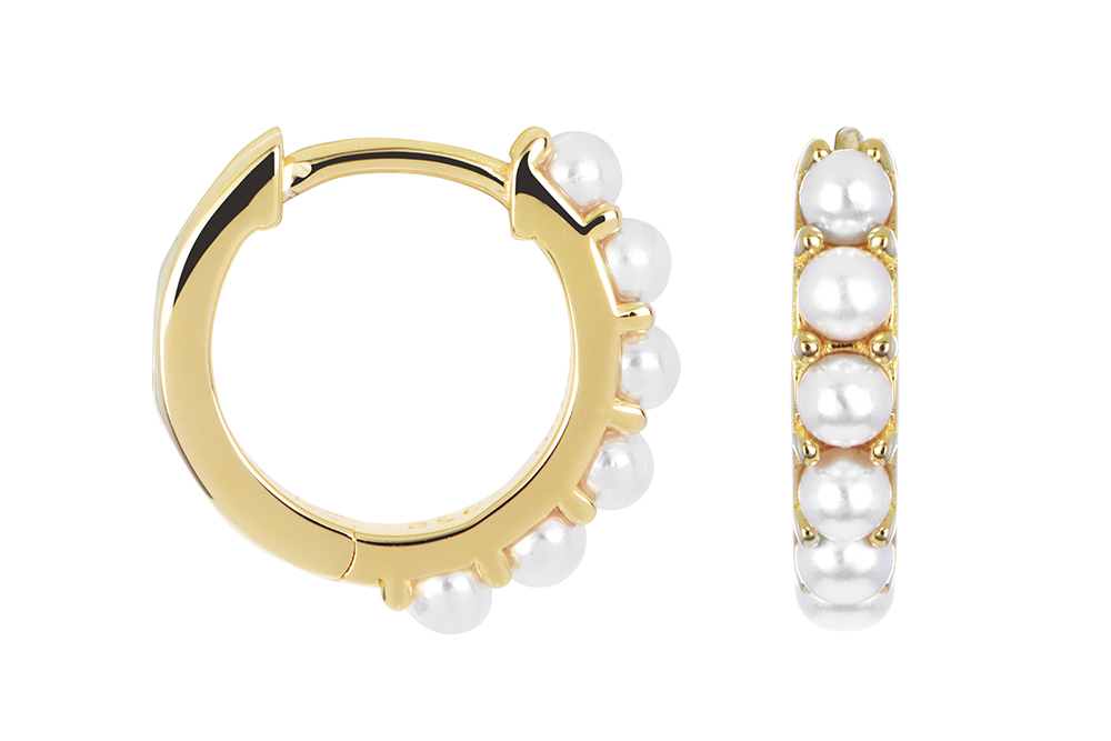 Sterling silver pearls hoop earring