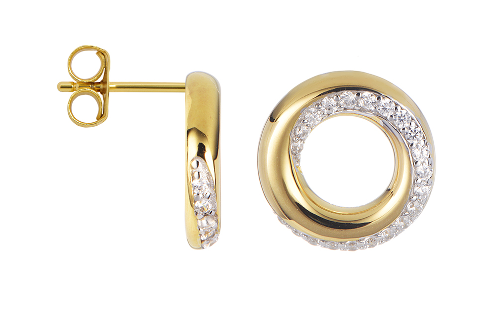 [17619EZBLDO] Sterling silver zirconia circle earring
