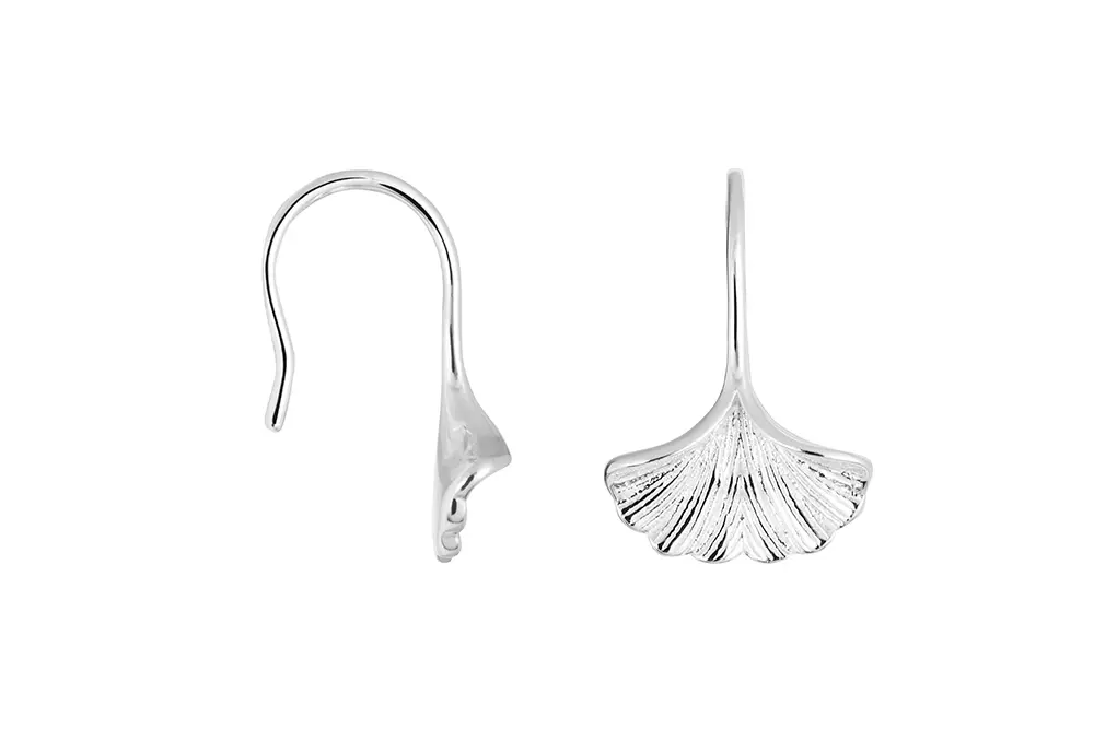 Sterling silver ginkgo leaf earring