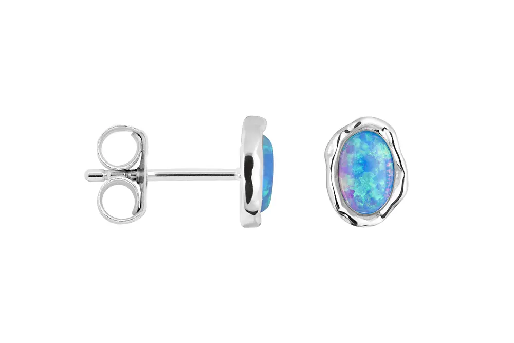 [17884EGOPPL] Sterling silver 925 irregular oval earring