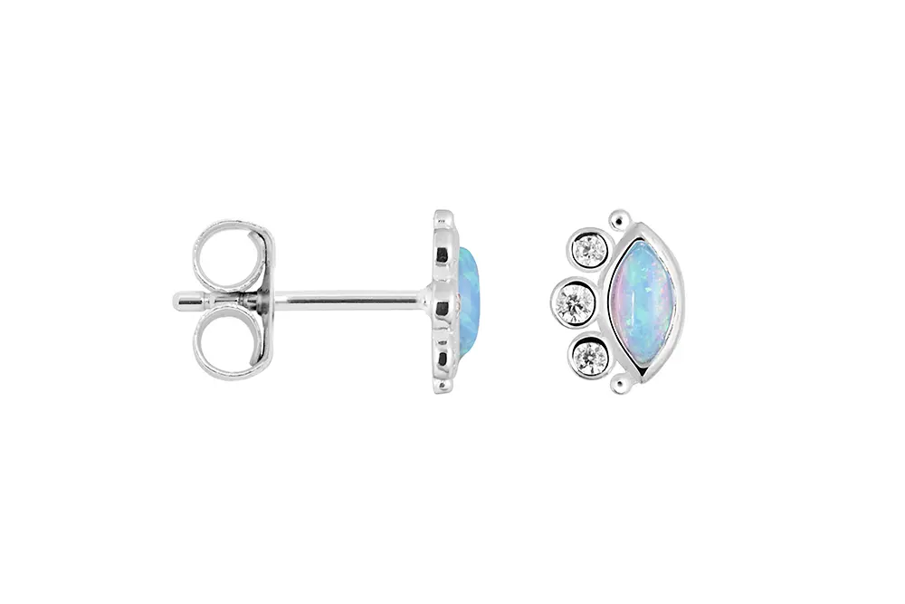 Sterling silver eye with semi-precious stone and zirconias earring