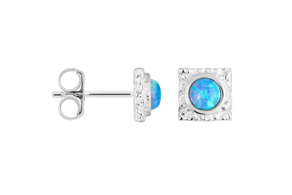 Sterling silver squared stone earring