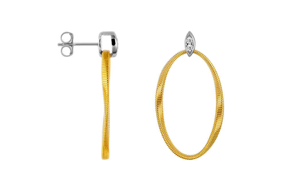 [17904EZBLRDDO] Sterling silver 3d zirconia oval earring