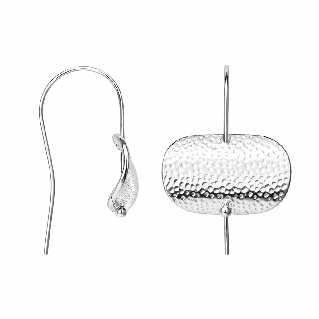 Sterling silver with curved rectangular plaque earring