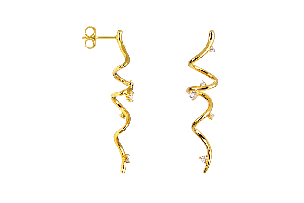 Sterling silver spiral with zirconia earring
