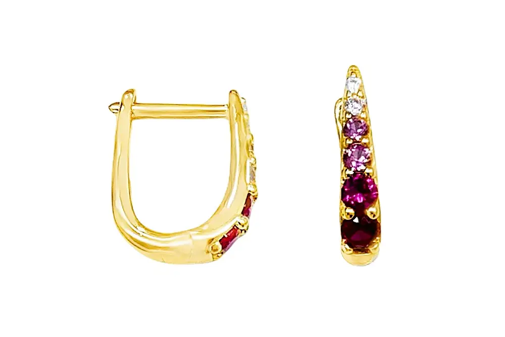 [17963EZMXDO] Sterling silver mix zirconia hoop earring